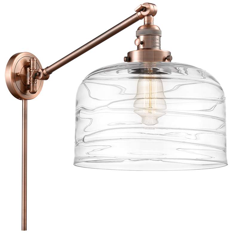 Image 1 Bell 12" Antique Copper Swing Arm With Clear Deco Swirl Shade