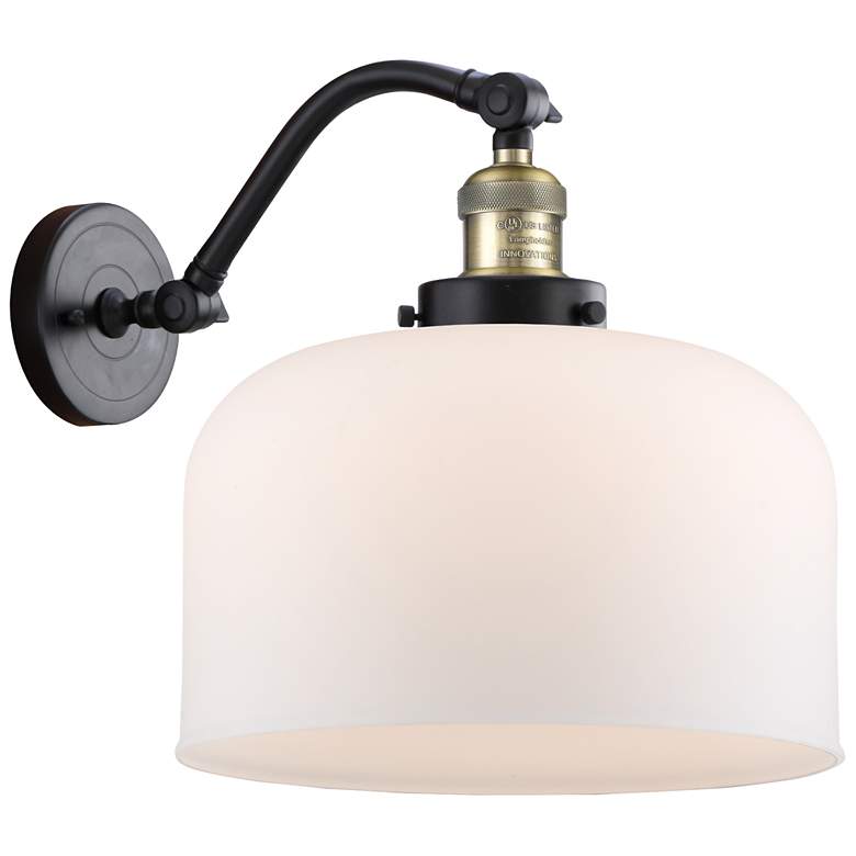 Image 1 Bell 12" Black Antique Brass Sconce w/ Matte White Shade