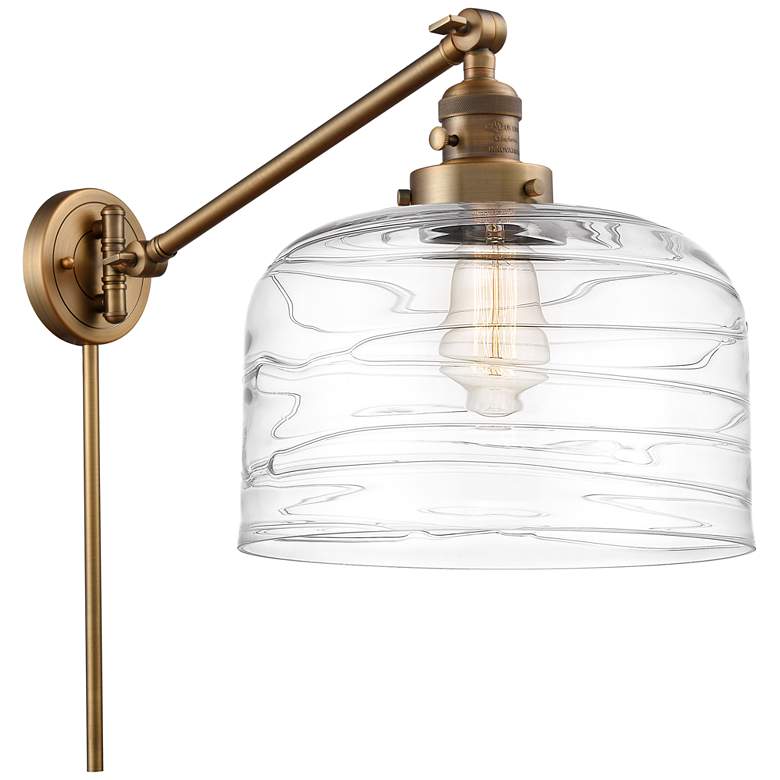 Image 1 Bell 12" Brushed Brass LED Swing Arm With Clear Deco Swirl Shade