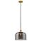 Bell 12" Brushed Brass Mini Pendant w/ Plated Smoke Shade
