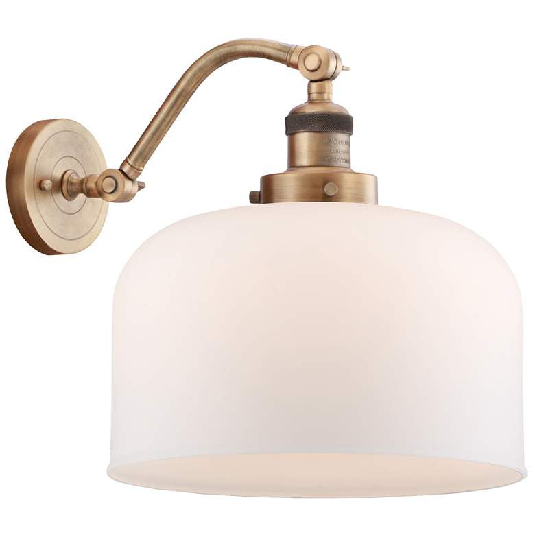 Image 1 Bell 12" Brushed Brass Sconce w/ Matte White Shade