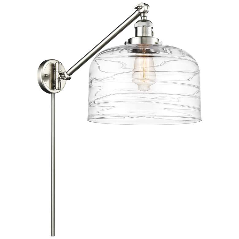 Image 1 Bell 12" Brushed Satin Nickel LED Swing Arm With Clear Deco Swirl Shad
