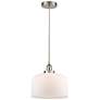 Bell 12" Brushed Satin Nickel Mini Pendant w/ Matte White Shade