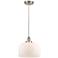 Bell 12" Brushed Satin Nickel Mini Pendant w/ Matte White Shade