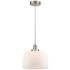 Bell 12" Brushed Satin Nickel Mini Pendant w/ Matte White Shade