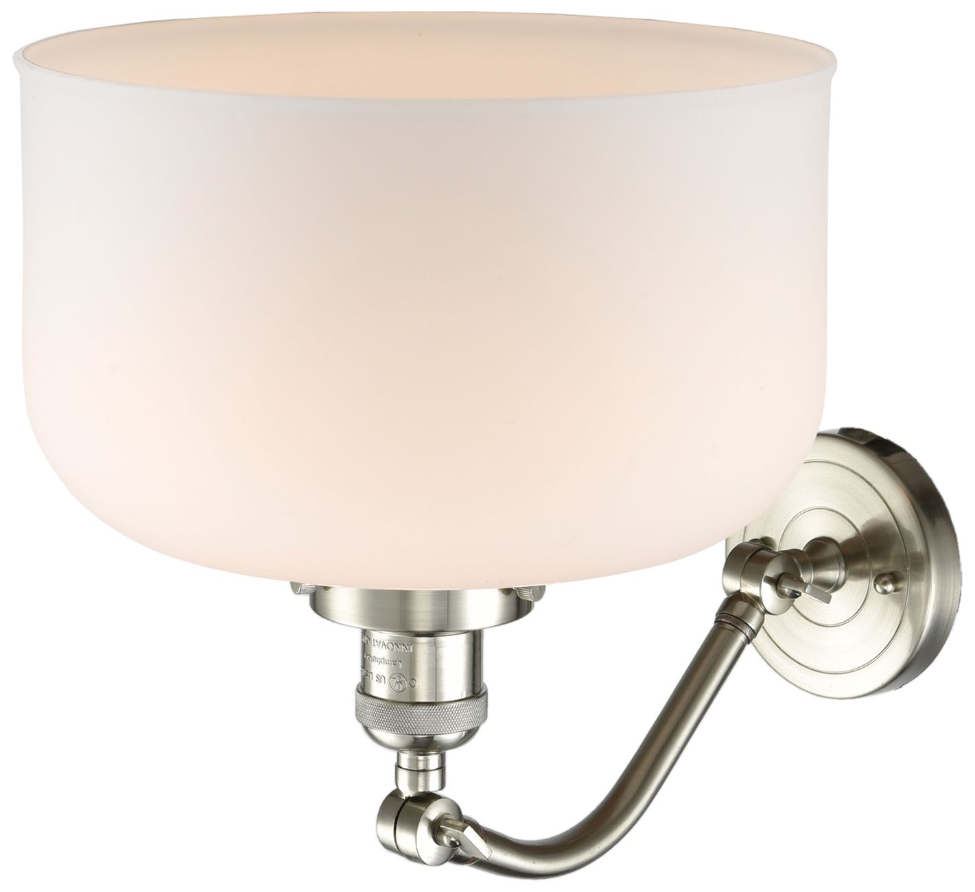 Image 2 Bell 12" Brushed Satin Nickel Sconce w/ Matte White Shade more views