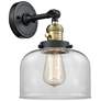 Bell 12" High Black Brass Sconce w/ Clear Shade