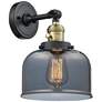 Bell 12" High Black Brass Sconce w/ Plated Smoke Shade