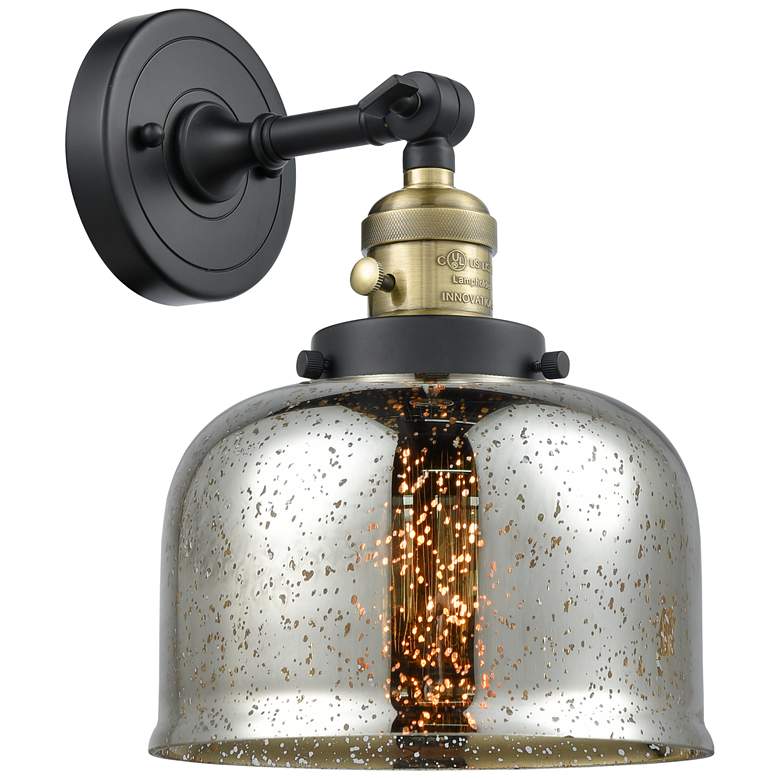 Image 1 Bell 12" High Black Brass Sconce w/ Silver Plated Mercury Shade