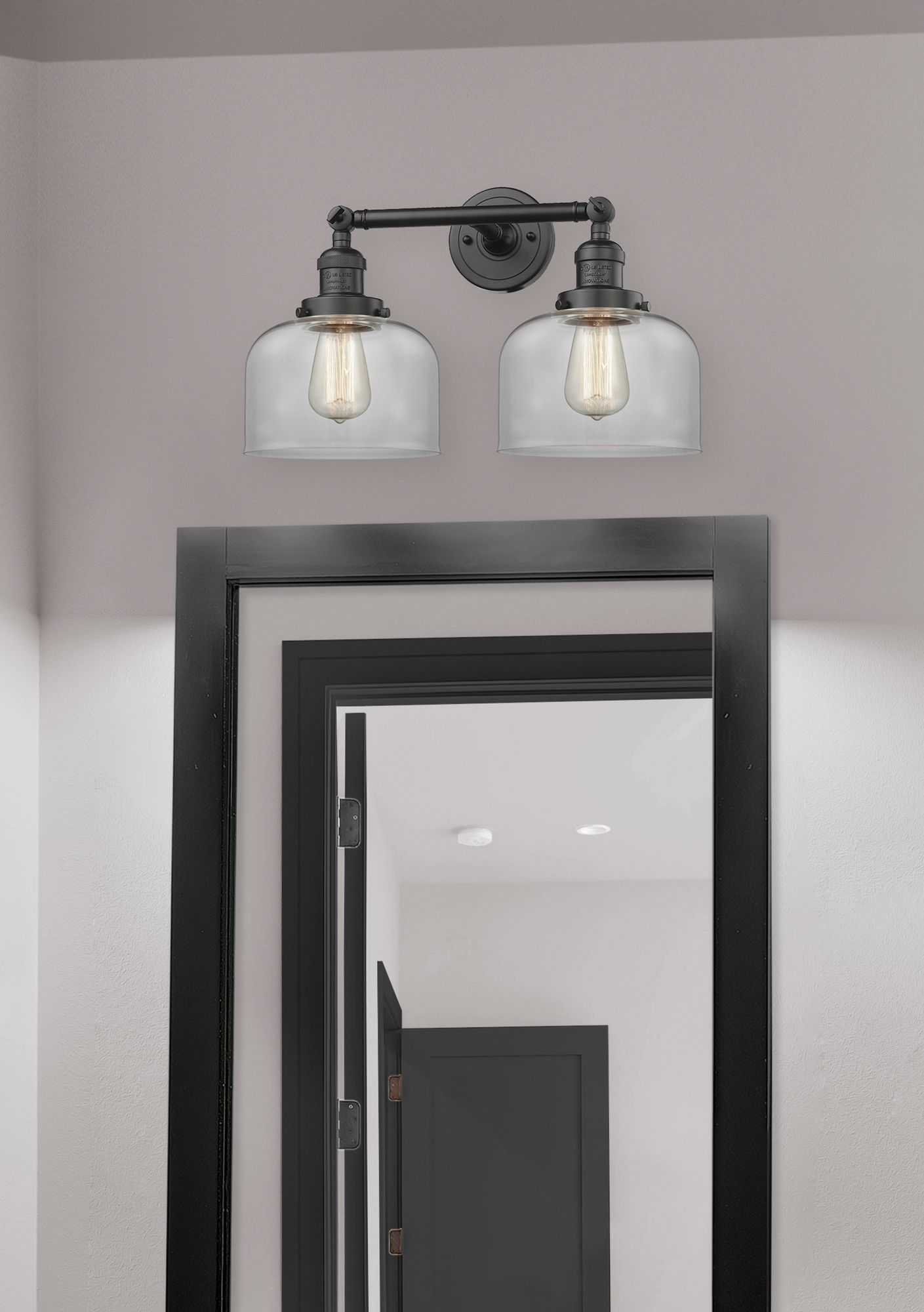 Image 5 Bell 12" High Bronze 2-Light Wall Sconce w/ Clear Shade more views