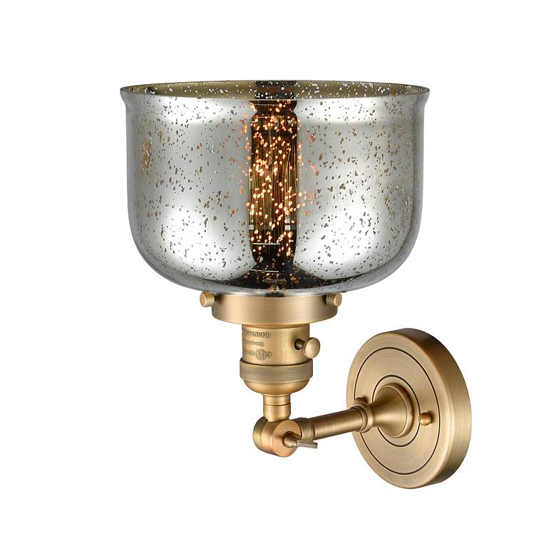 Image 2 Bell 12" High Brushed Brass Silver Mercury Glass Wall Sconce more views