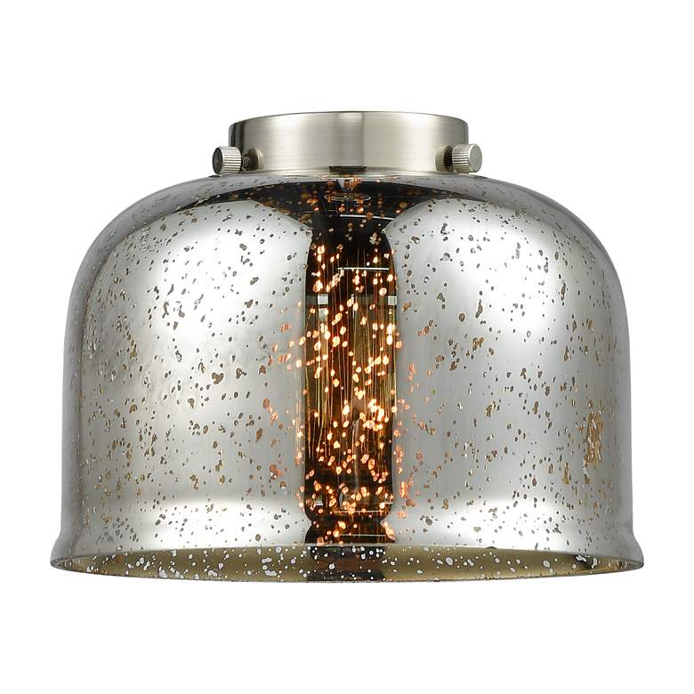 Image 4 Bell 12" High Brushed Brass Silver Mercury Glass Wall Sconce more views