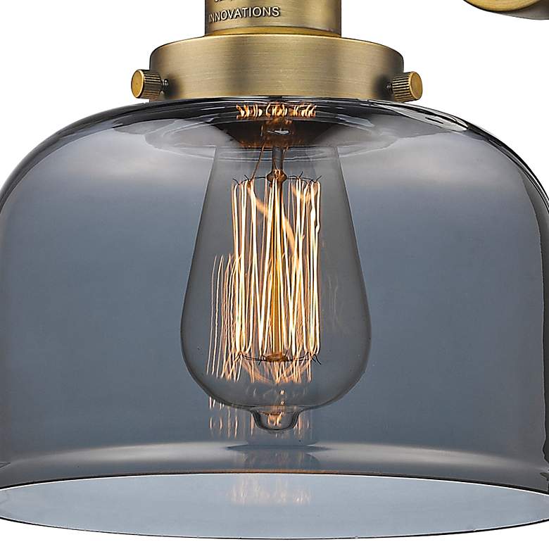 Image 2 Bell 12" High Brushed Brass Smoke Glass Wall Sconce more views