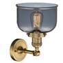 3_Bell 12" High Brushed Brass Smoke Glass Wall Sconce more views