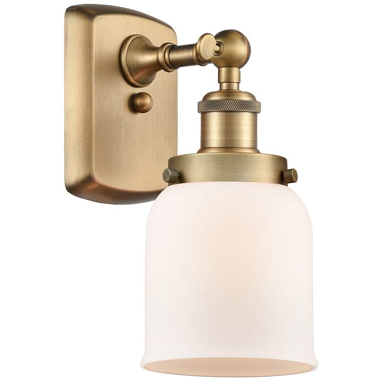 Image 2 Bell 12" High Brushed Brass Wall Sconce with White Shade