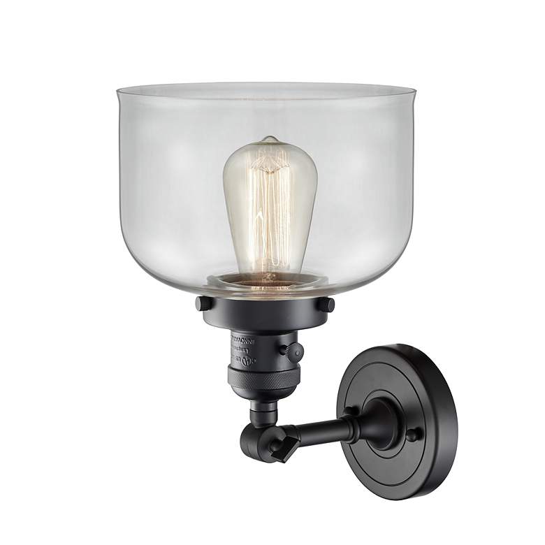 Image 2 Bell 12" High Matte Black with Clear Glass LED Wall Sconce more views