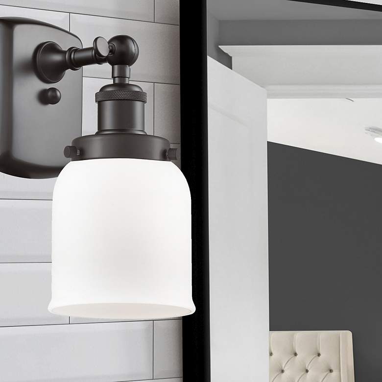 Image 1 Bell 12" High Oil-Rubbed Bronze with White Glass Wall Sconce