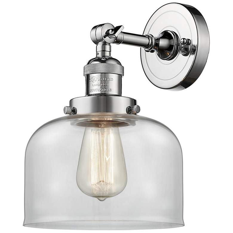 Image 1 Bell 12" High Polished Chrome Wall Sconce with Clear Glass