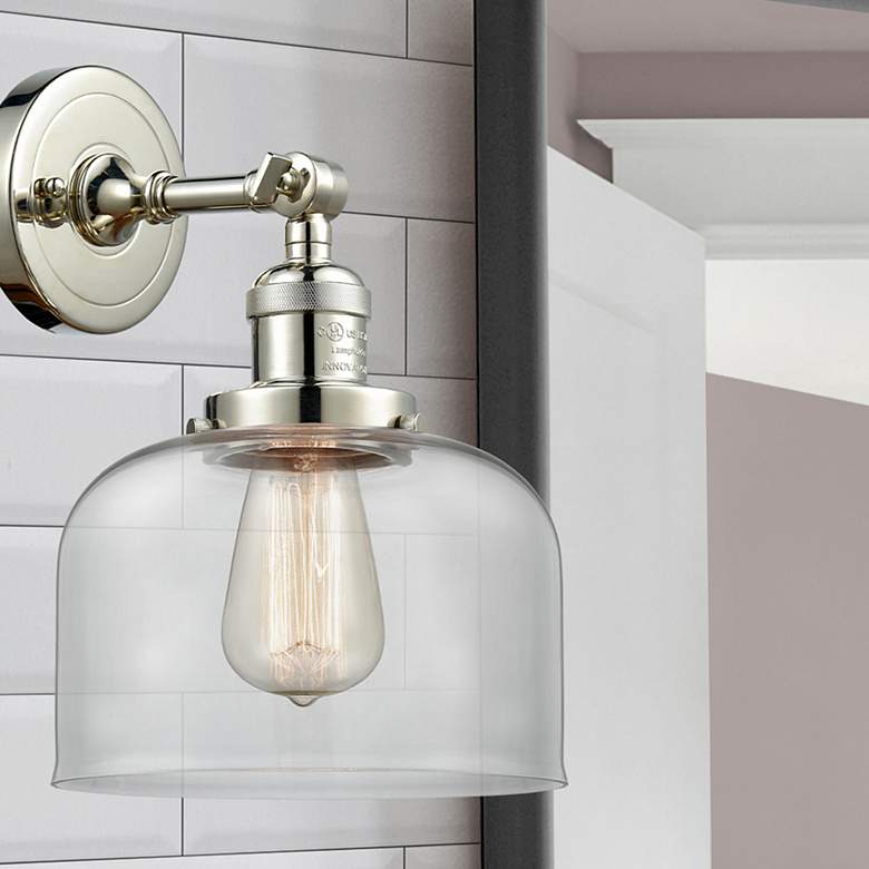 Image 1 Bell 12" High Polished Nickel Wall Sconce with Clear Glass