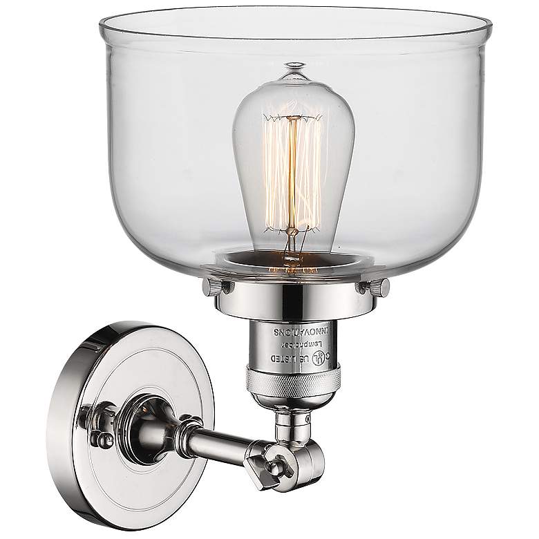 Image 3 Bell 12" High Polished Nickel Wall Sconce with Clear Glass more views