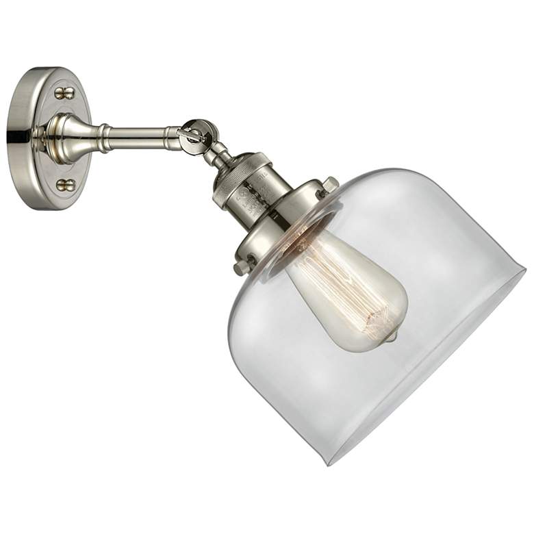 Image 4 Bell 12" High Polished Nickel Wall Sconce with Clear Glass more views