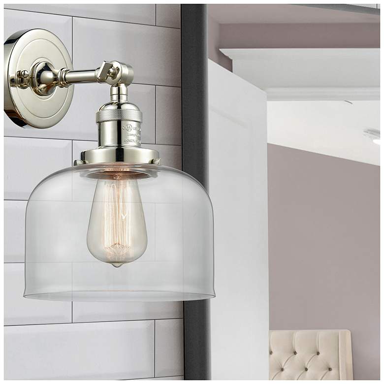 Image 7 Bell 12" High Polished Nickel Wall Sconce with Clear Glass more views