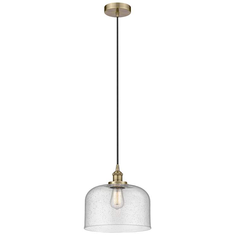 Image 1 Bell 12" LED Mini Pendant - Antique Brass - Seedy Shade