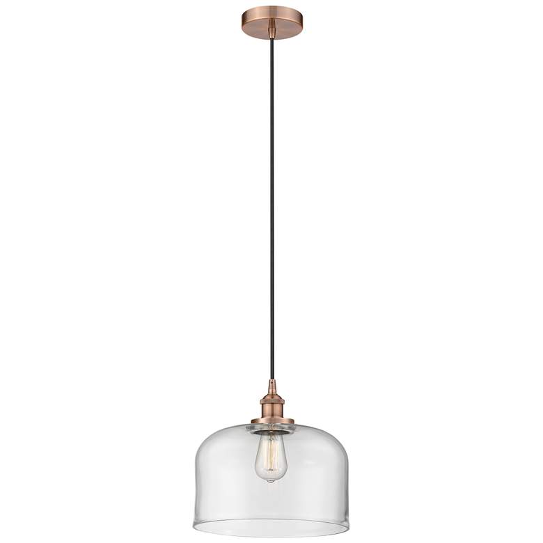 Image 1 Bell 12" LED Mini Pendant - Antique Copper - Clear Shade