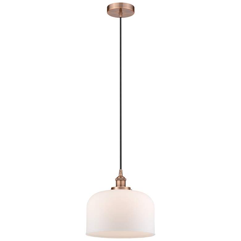 Image 1 Bell 12" LED Mini Pendant - Antique Copper - Matte White Shade