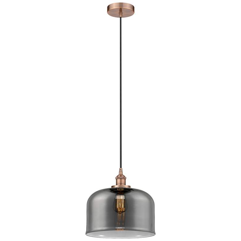 Image 1 Bell 12 inch LED Mini Pendant - Antique Copper - Plated Smoke Shade