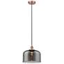 Bell 12" LED Mini Pendant - Antique Copper - Plated Smoke Shade