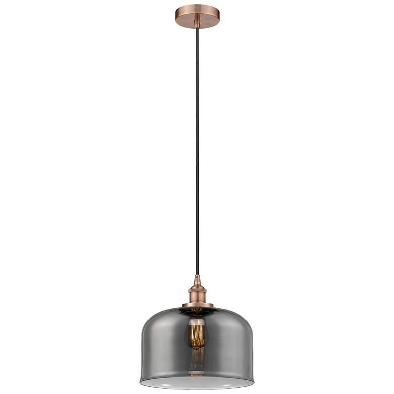 Image 1 Bell 12" LED Mini Pendant - Antique Copper - Plated Smoke Shade