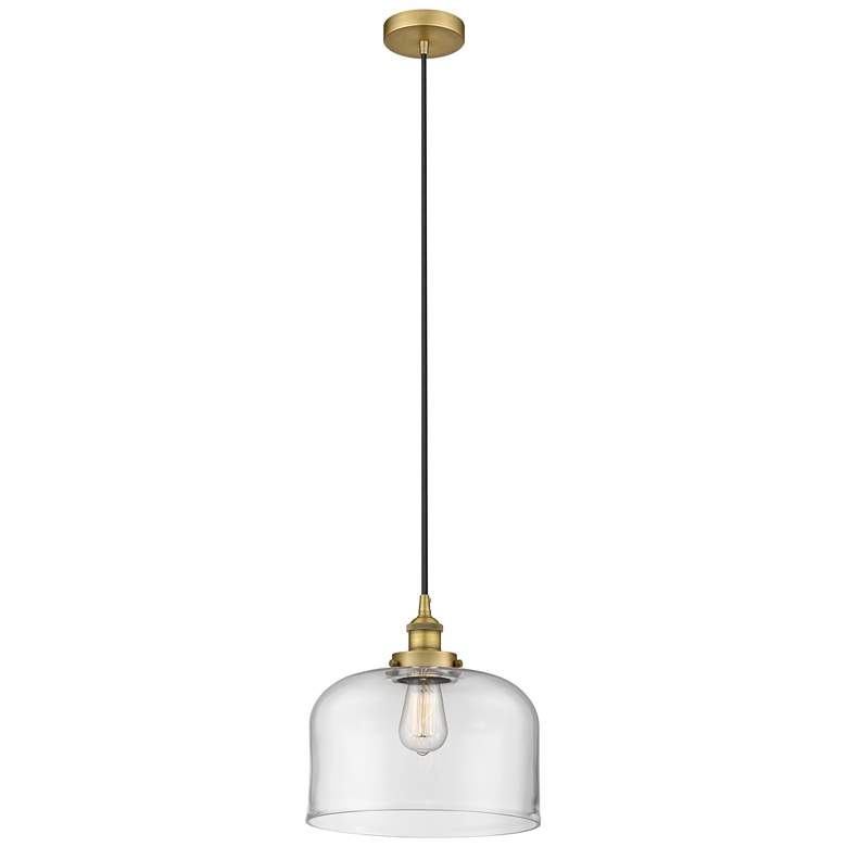 Image 1 Bell 12" LED Mini Pendant - Brushed Brass - Clear Shade