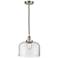 Bell 12" LED Mini Pendant - Brushed Satin Nickel - Clear Shade