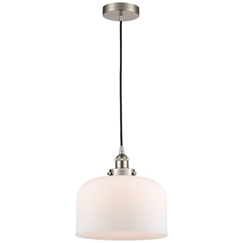 Image 1 Bell 12" LED Mini Pendant - Brushed Satin Nickel - Matte White Shade