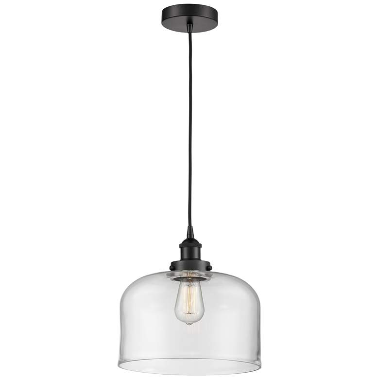 Image 1 Bell 12" LED Mini Pendant - Matte Black - Clear Shade
