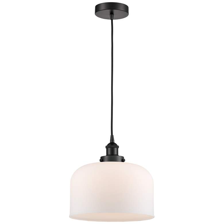 Image 1 Bell 12" LED Mini Pendant - Matte Black - Matte White Shade