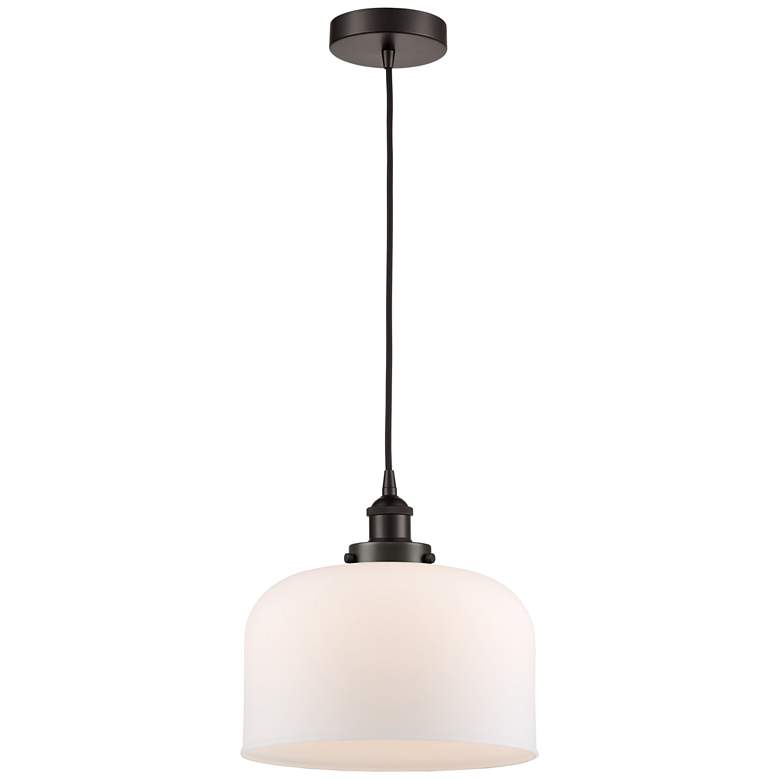 Image 1 Bell 12" LED Mini Pendant - Oil Rubbed Bronze - Matte White Shade