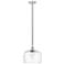 Bell 12" LED Mini Pendant - Polished Nickel - Clear Deco Swirl Shade