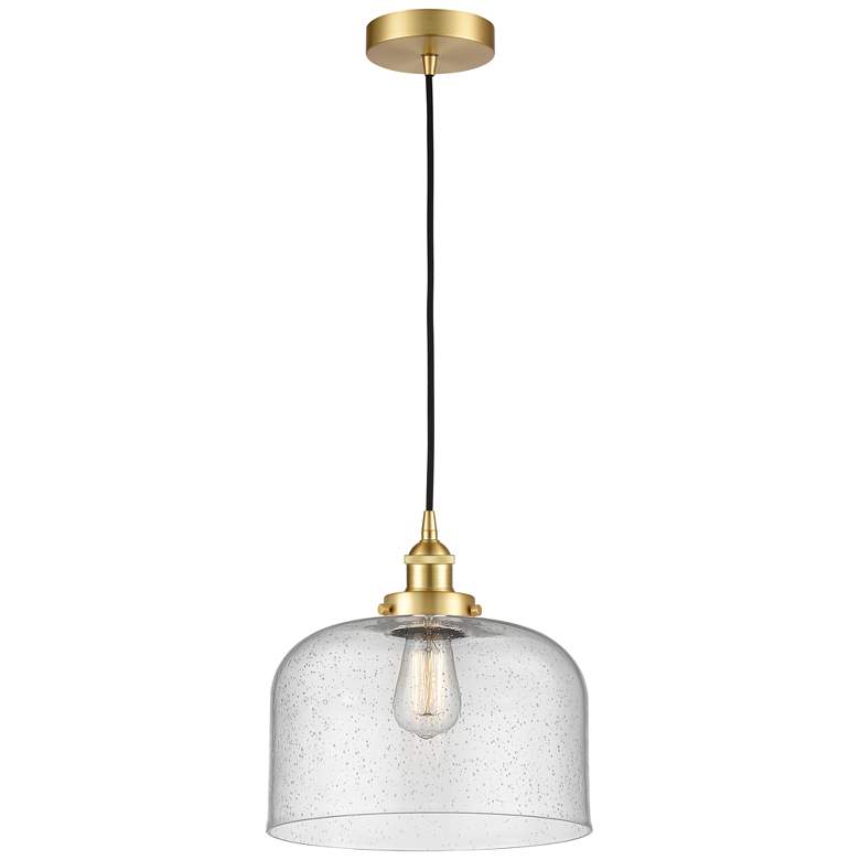 Image 1 Bell 12" LED Mini Pendant - Satin Gold - Seedy Shade