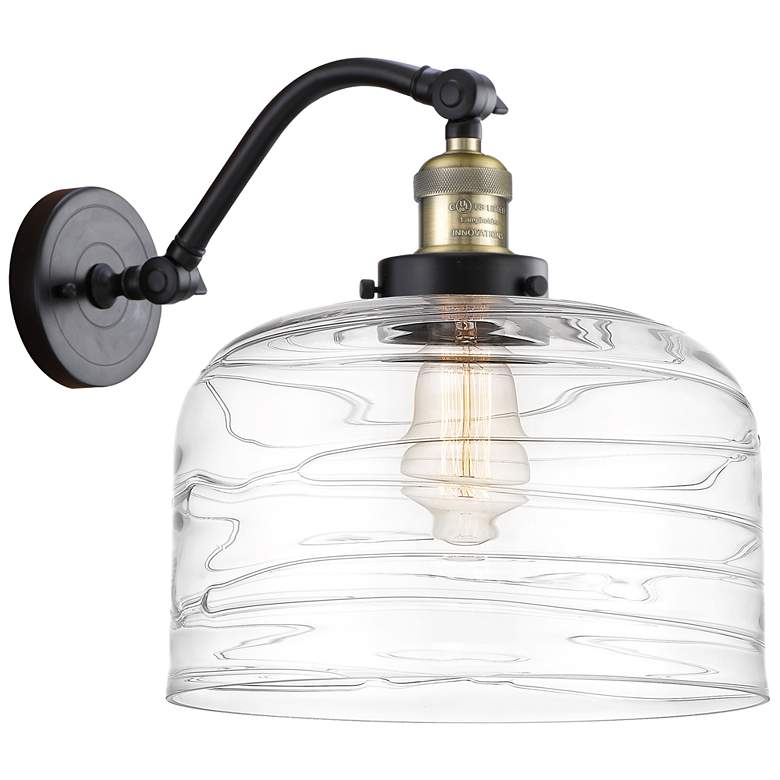 Image 1 Bell 12" LED Sconce - Black Brass Finish - Swirl Shade