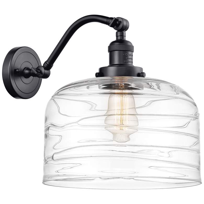 Image 1 Bell 12" LED Sconce - Matte Black Finish - Swirl Shade