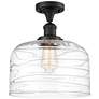 Bell 12" LED Semi-Flush Mount - Matte Black - Clear Deco Swirl Shade