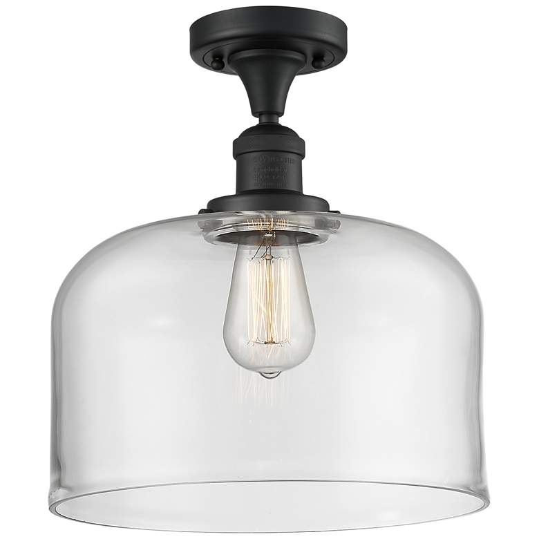 Image 1 Bell 12" LED Semi-Flush Mount - Matte Black - Clear Shade