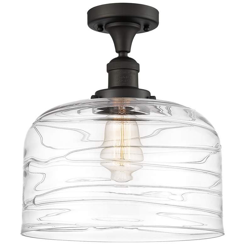 Image 1 Bell 12" LED Semi-Flush Mount - Oil Rubbed Bronze - Clear Deco Swirl S