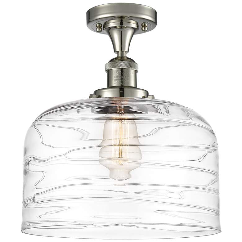 Image 1 Bell 12" LED Semi-Flush Mount - Polished Nickel - Clear Deco Swirl Sha