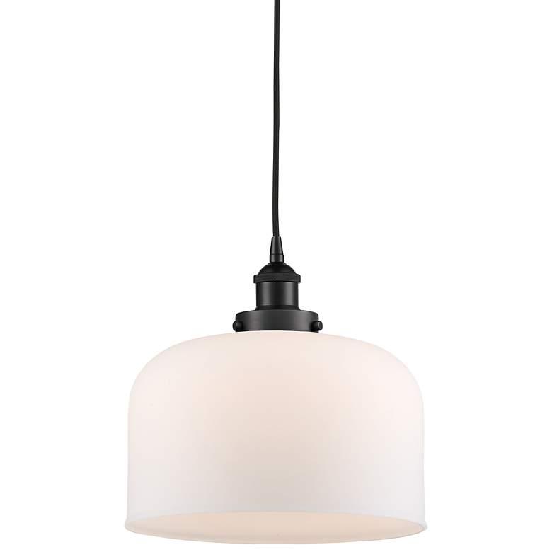 Image 1 Bell 12" Matte Black Mini Pendant w/ Matte White Shade