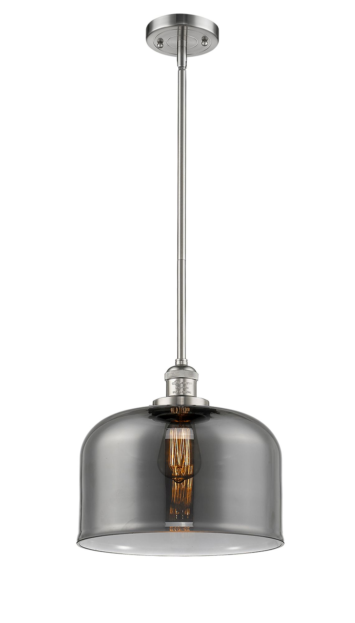 Image 4 Bell 12" Matte Black Mini Pendant w/ Plated Smoke Shade more views