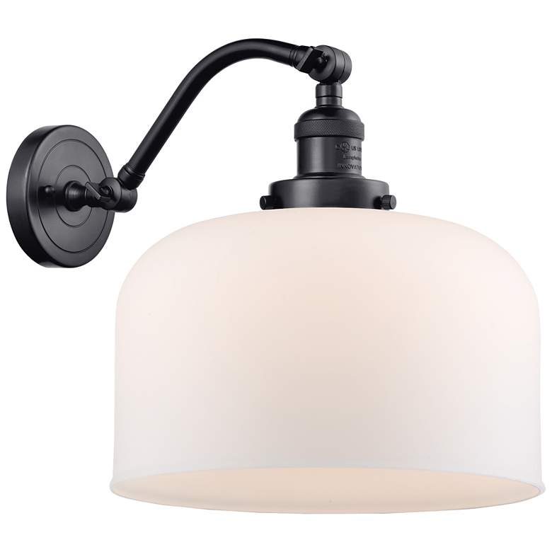Image 1 Bell 12" Matte Black Sconce w/ Matte White Shade