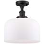 Bell 12" Matte Black Semi Flush Mount w/ Matte White Shade